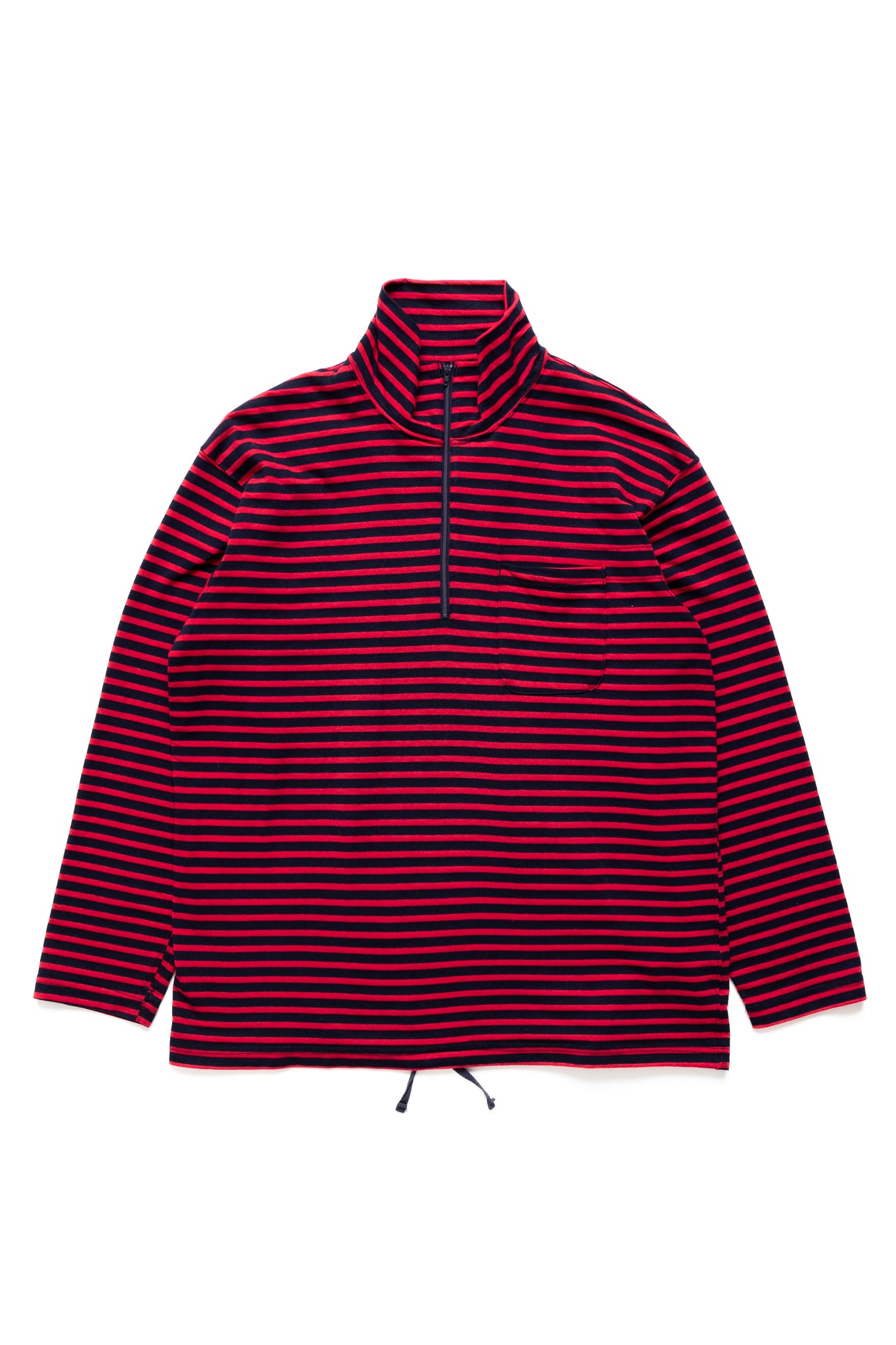 Zip Mock Neck PC Stripe Jersey - Red/Navy