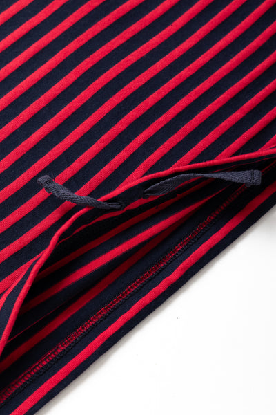 Zip Mock Neck PC Stripe Jersey - Red/Navy