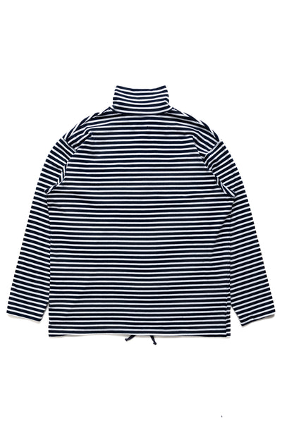 Zip Mock Neck PC Stripe Jersey - Navy/White