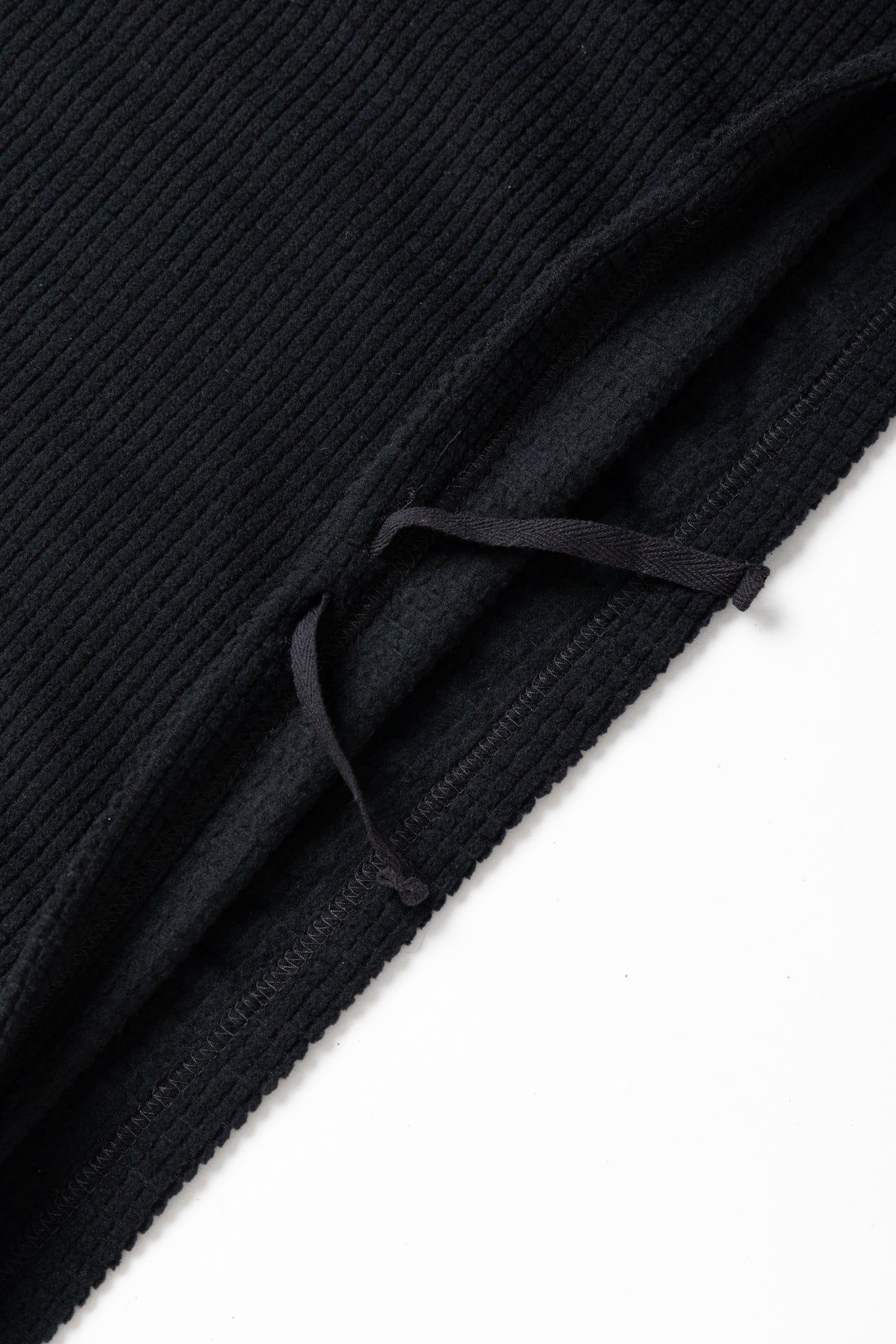 Zip Mock Neck Polyester Waffle - Black