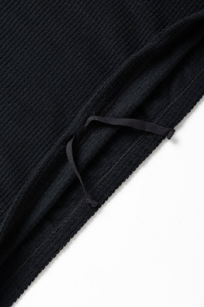 Zip Mock Neck Polyester Waffle - Black