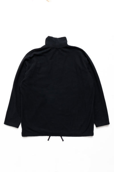 Zip Mock Neck Polyester Waffle - Black