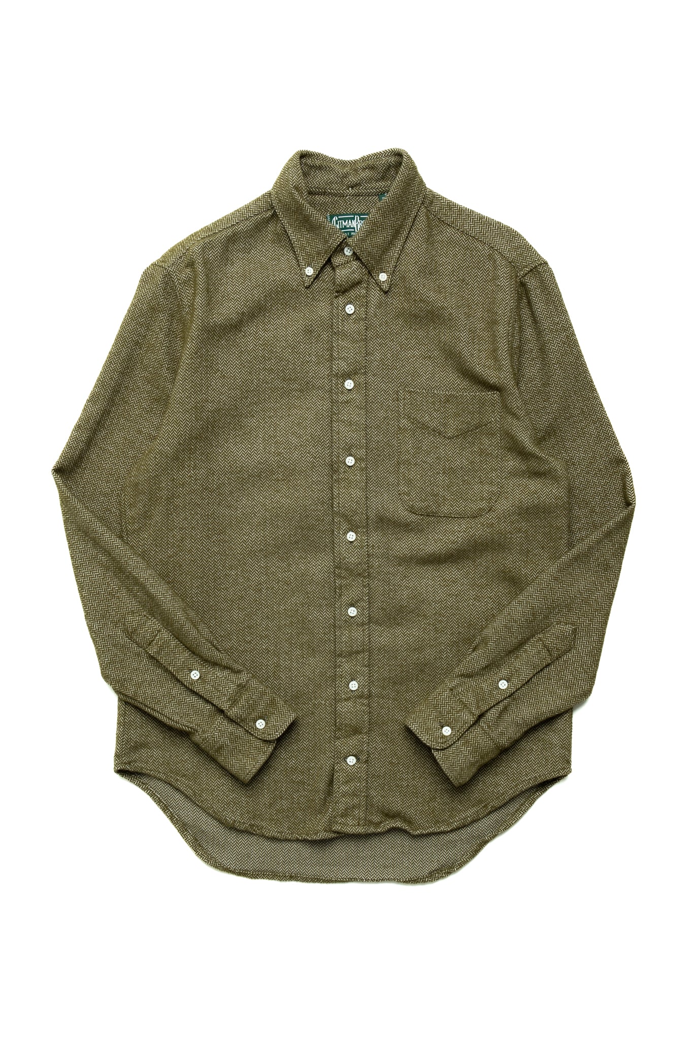Herringbone Flannel Button Down - Olive