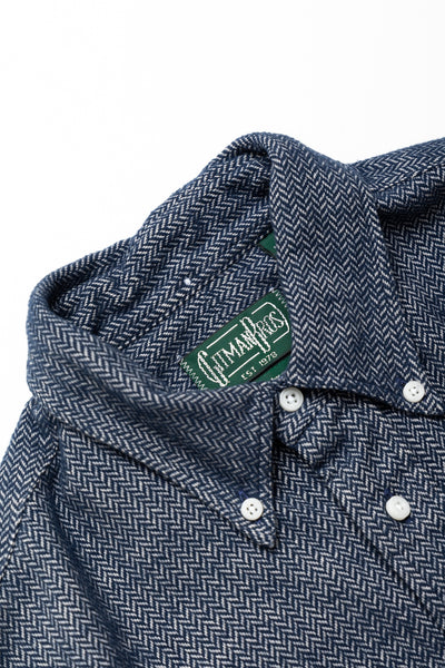 Herringbone Flannel Button Down - Navy