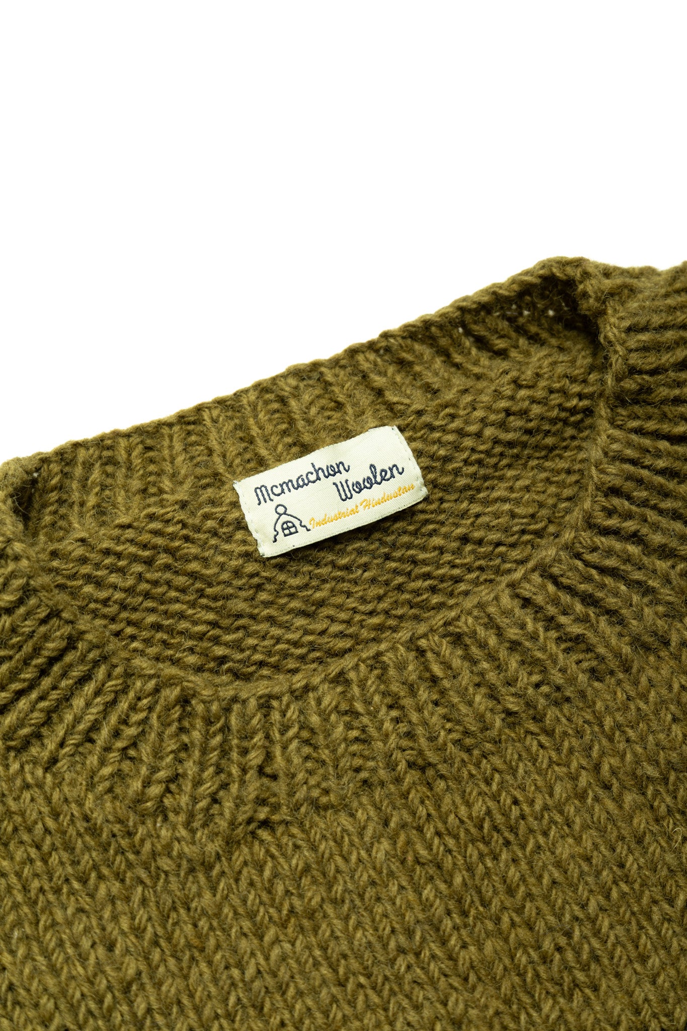 Handmade "Coffee & Bagel" Crewneck Knit - Olive