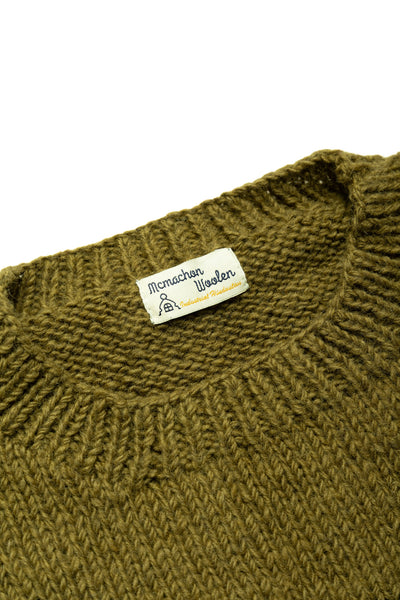 Handmade "Coffee & Bagel" Crewneck Knit - Olive