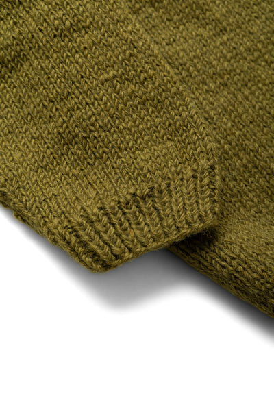 Handmade "Coffee & Bagel" Crewneck Knit - Olive