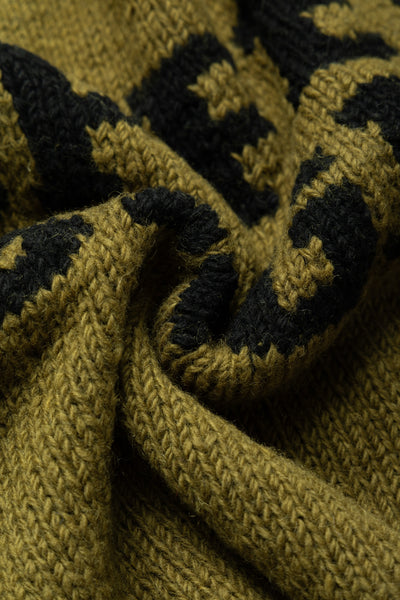 Handmade "Coffee & Bagel" Crewneck Knit - Olive