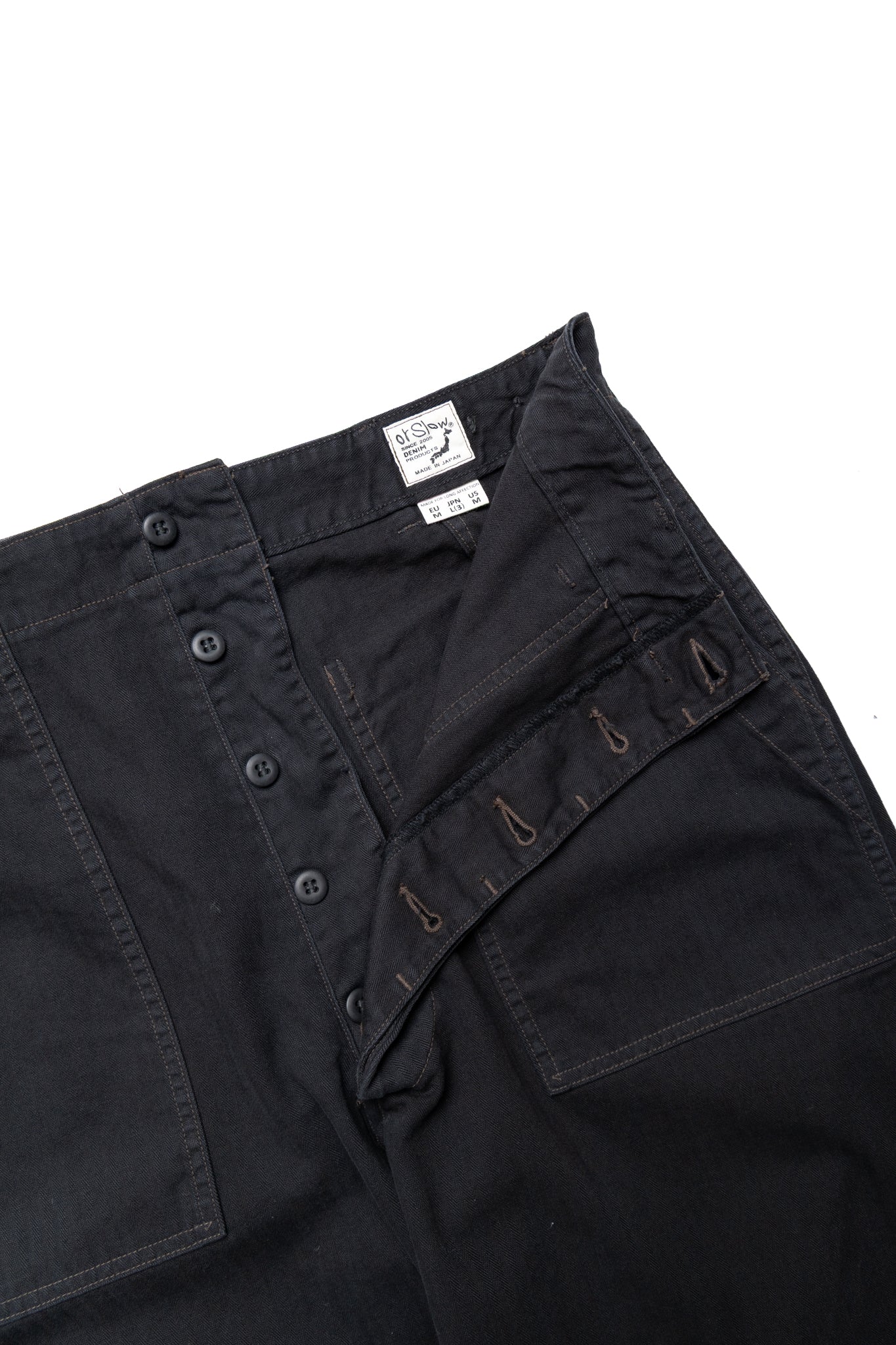 Herringbone Twill Summer Fatigue Pants - Black