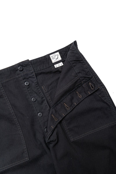 Herringbone Twill Summer Fatigue Pants - Black