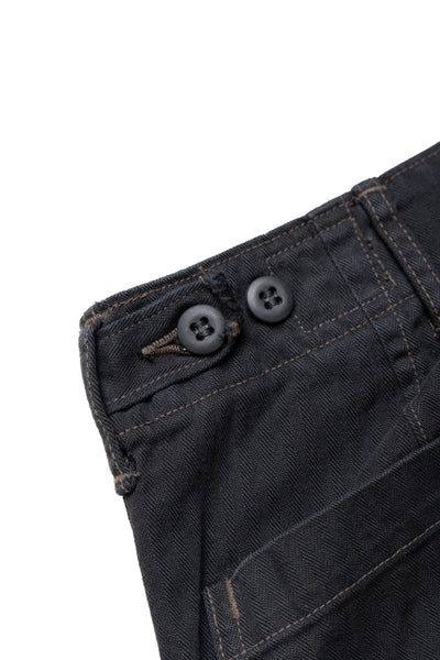 Herringbone Twill Summer Fatigue Pants - Black