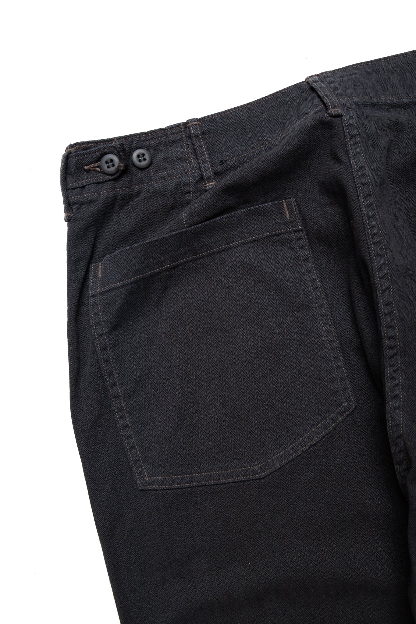 Herringbone Twill Summer Fatigue Pants - Black