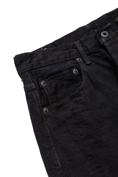 277Bumpy-KURO 17oz Bumpy Denim Just Like Straight - Black