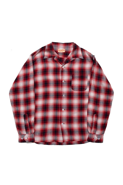 Rayon Ombre Check L/S Open Shirt - Red