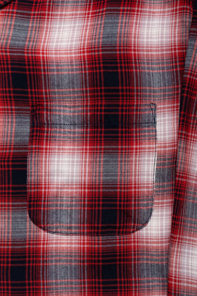 Rayon Ombre Check L/S Open Shirt - Red
