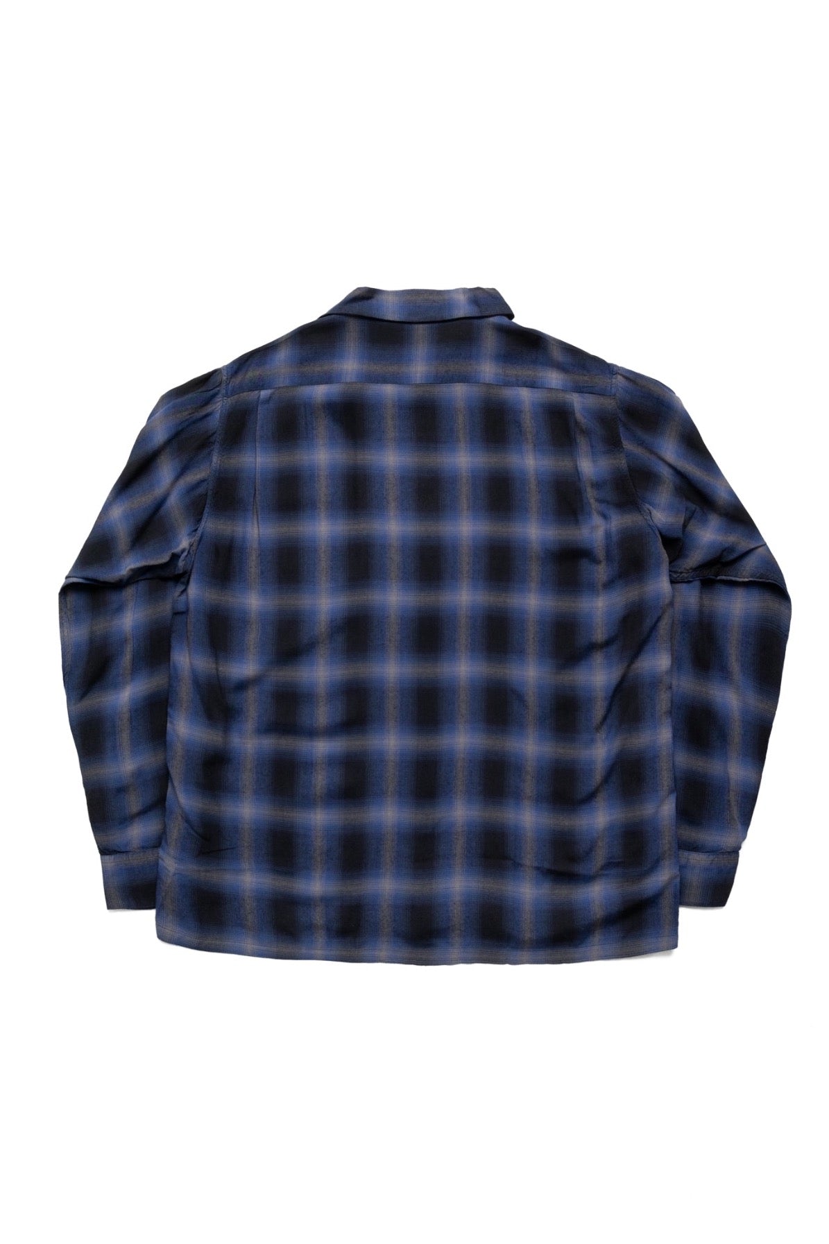 Rayon Ombre Check L/S Open Shirt - Navy