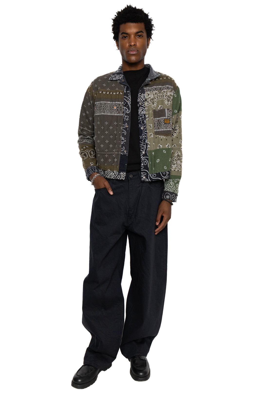 Kapital Flannel Reversible Bandana 1st JKT - Black x Khaki – BLUE