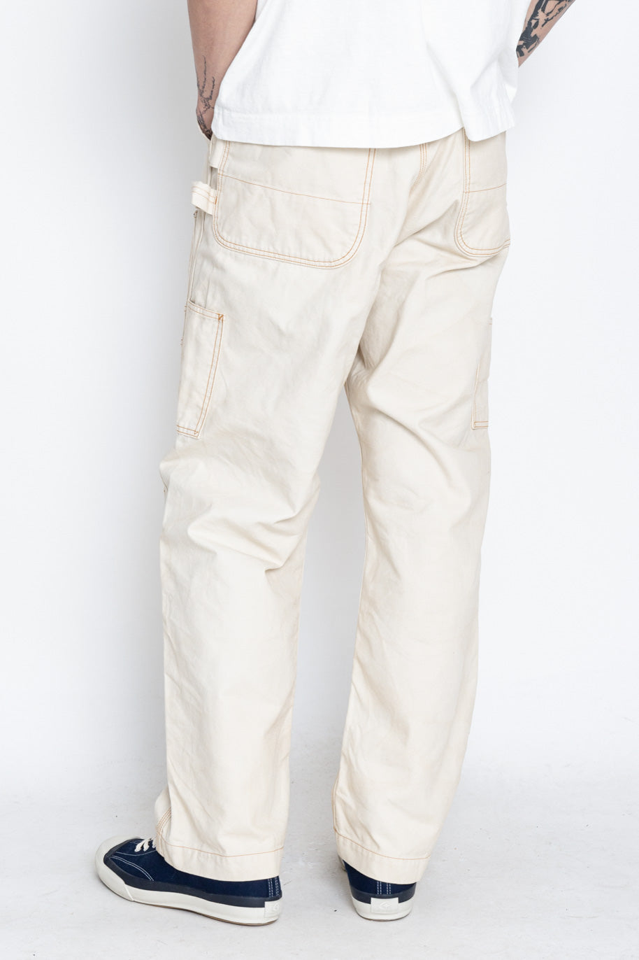 Made by Kapital are lumber pants inspired by overalls. Intricate stitching and intentional distressed details throughout front on pants. Loose fit. 100% Cotton. Made in Japan 