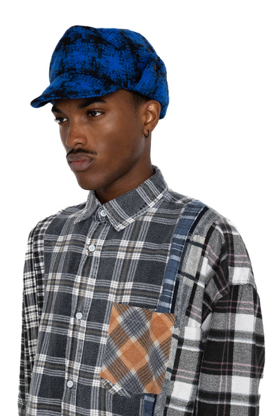 Bird Shooting Cap W/R/N Plaid Tweed - Blue