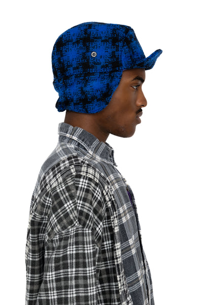 Bird Shooting Cap W/R/N Plaid Tweed - Blue