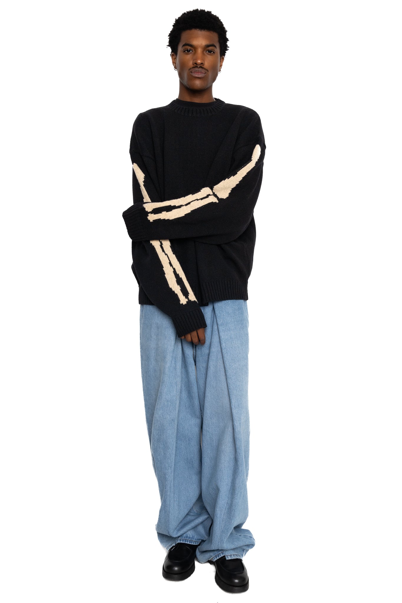 5G Wool BONE Crew Sweater - Black