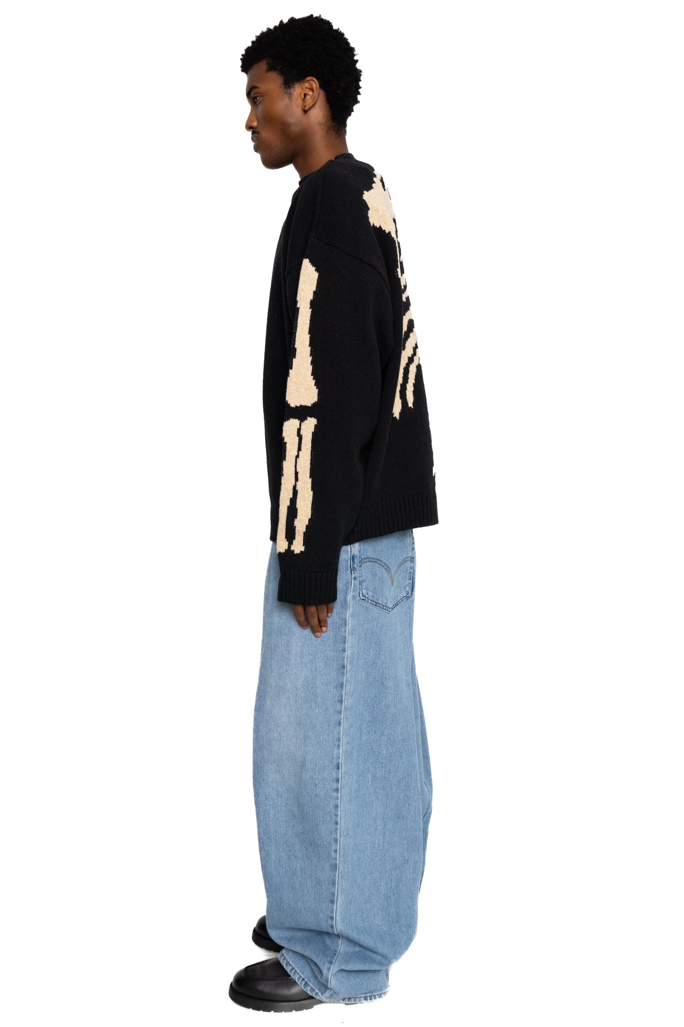 5G Wool BONE Crew Sweater - Black