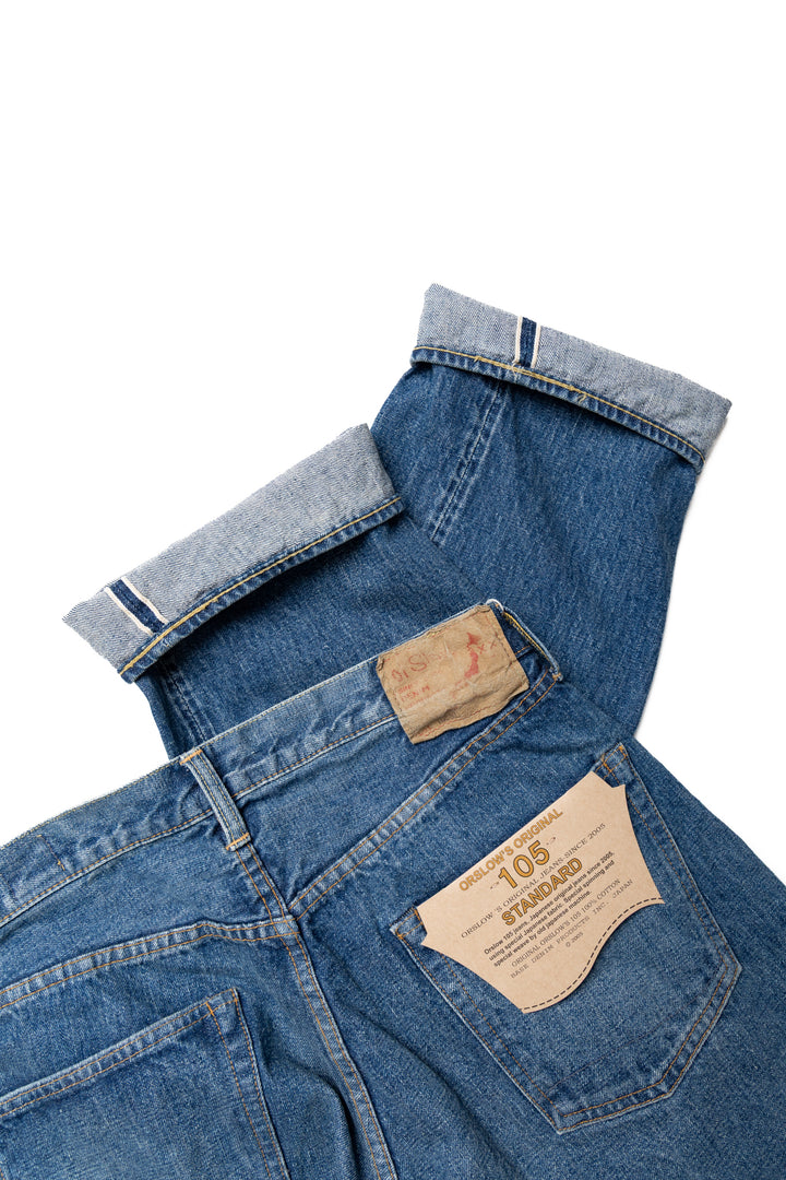 OrSlow [Shorter Length] 105 Standard Selvedge Denim - 2 Year Wash