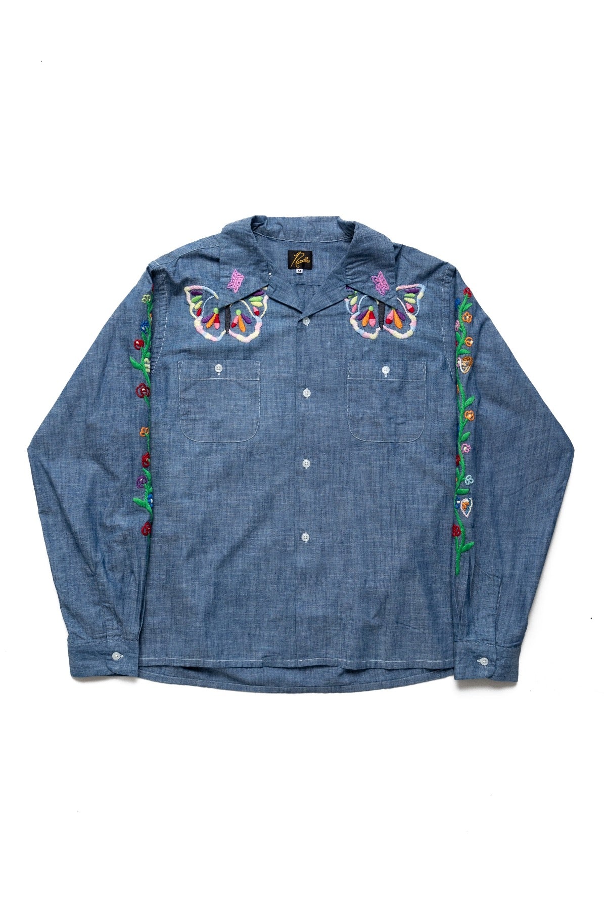 One-Up Shirt Cotton Chambray/India Emb. - Blue