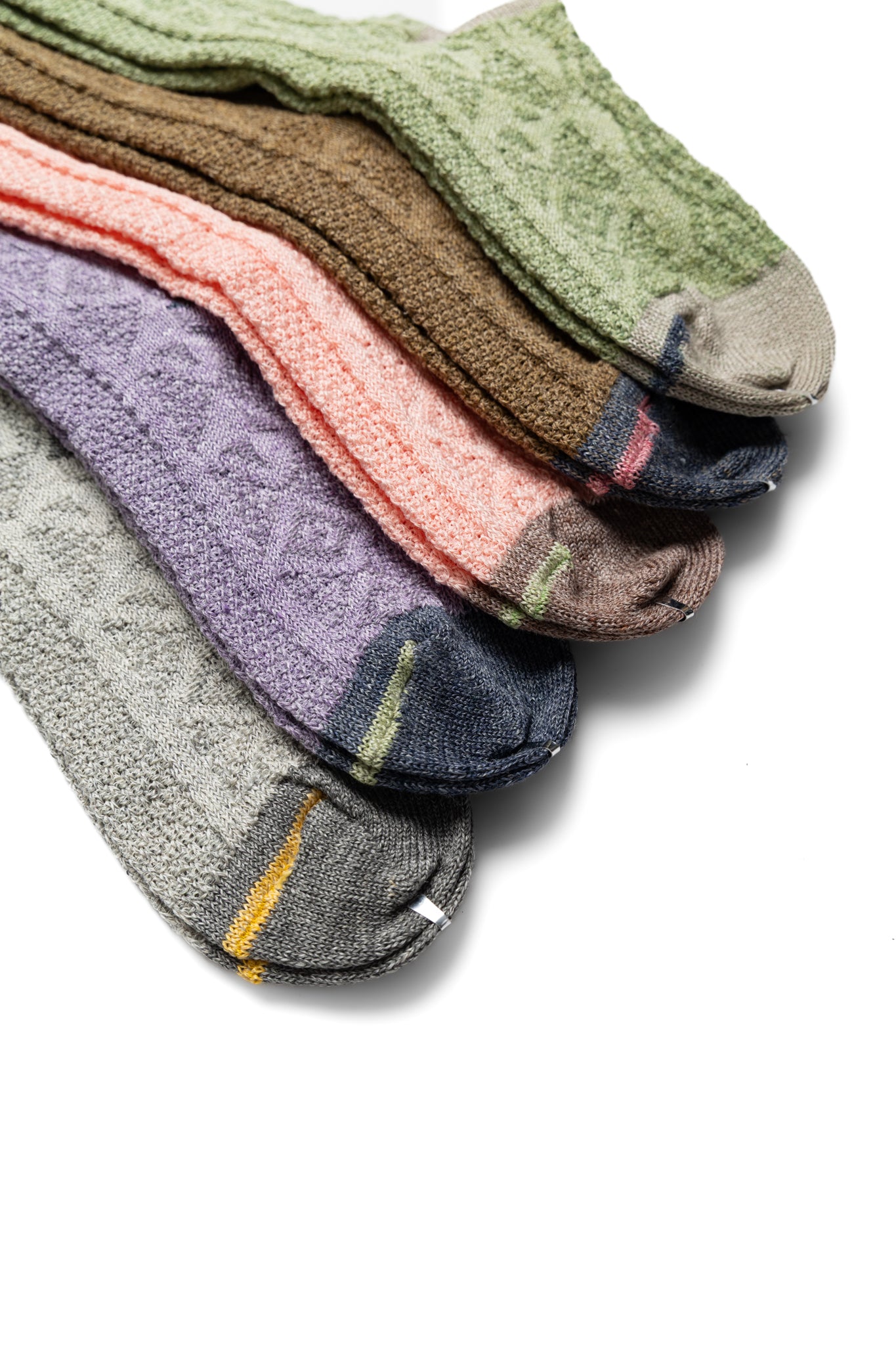 96 Yarns Linen Jacquard KUBA Socks – BLUE IN GREEN SOHO