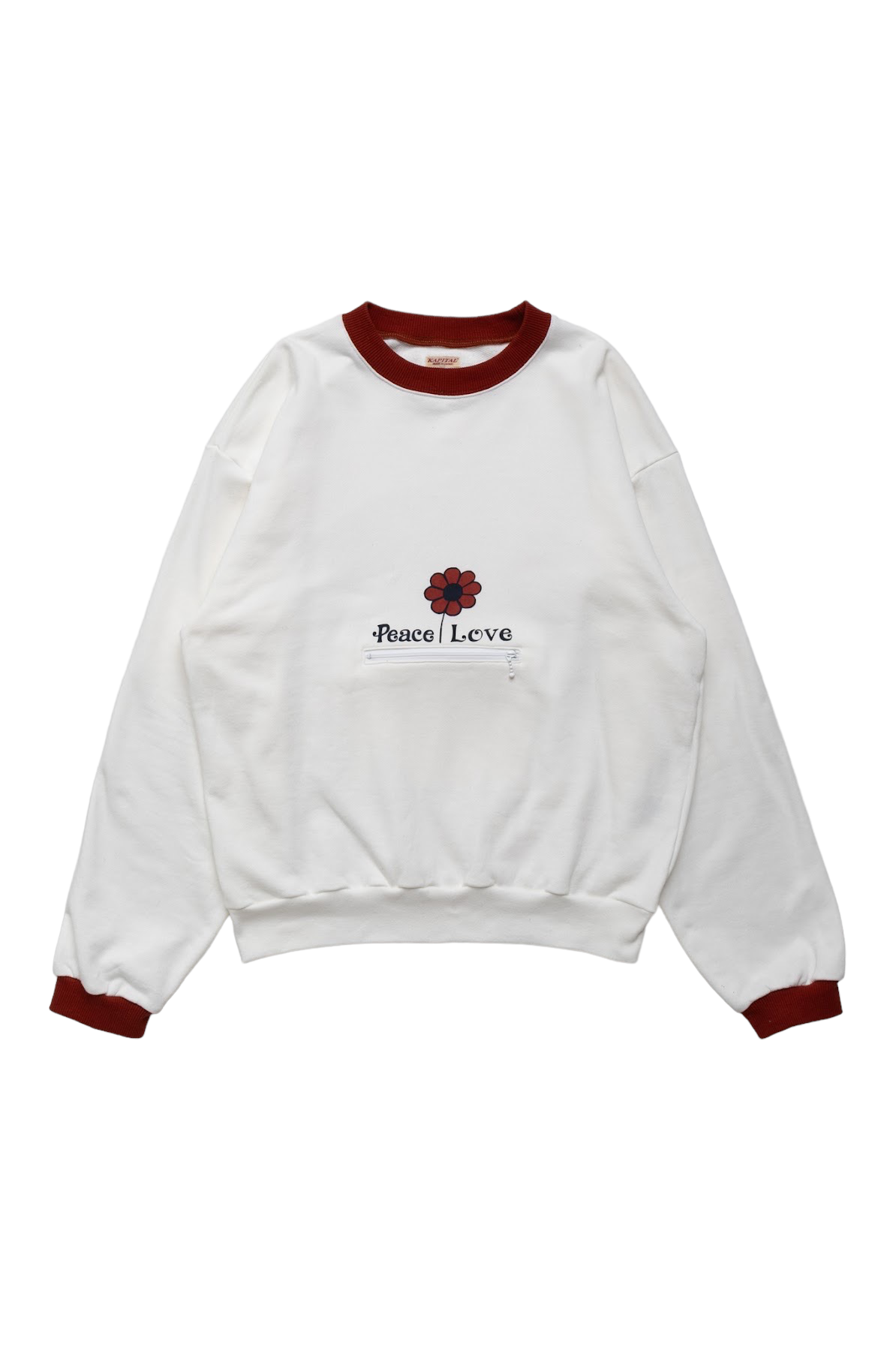 ECO SWT Knit COOKIE Pocket Crew SWT (BUD FLOWER) - White