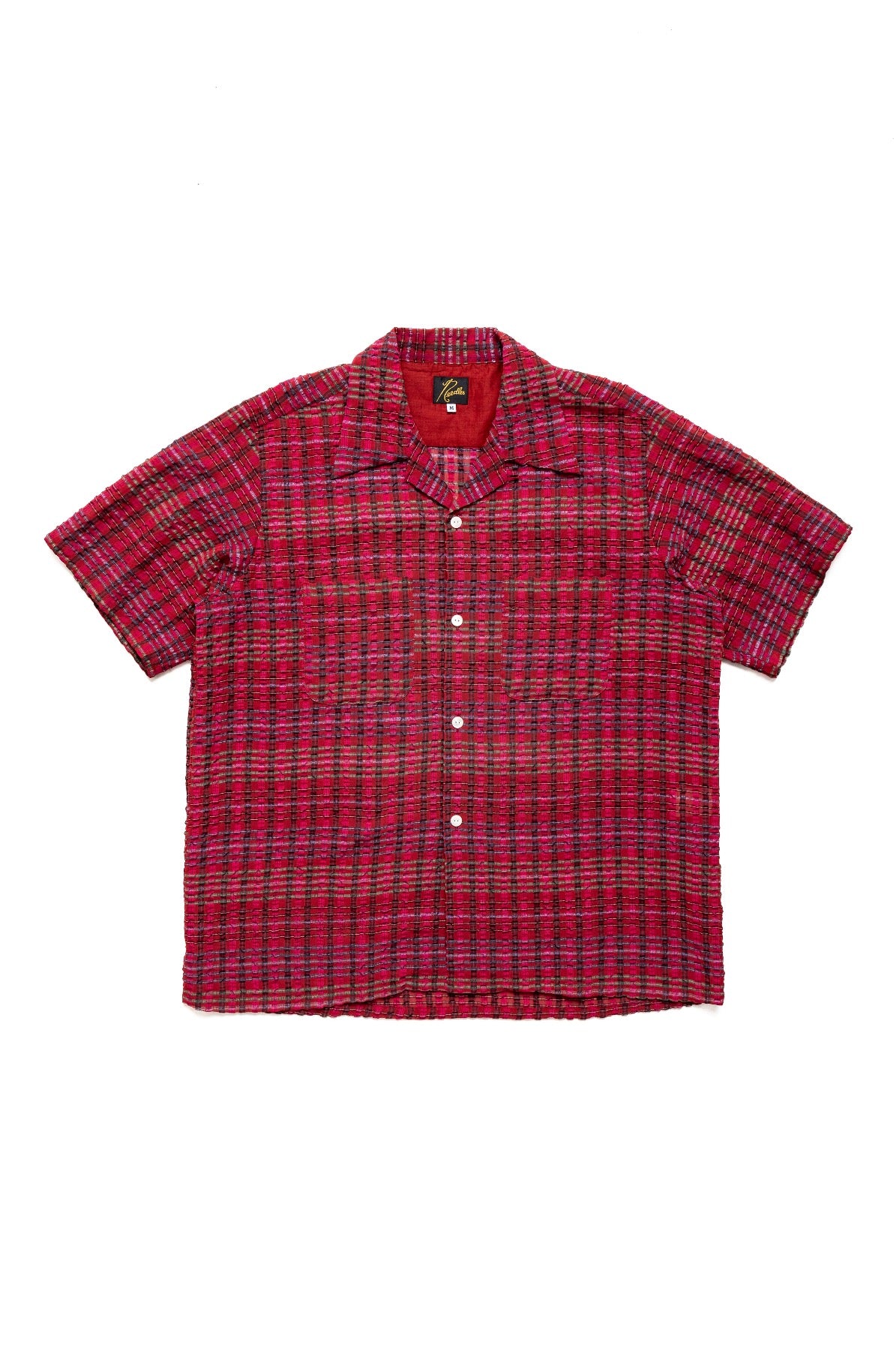S/S One-Up Shirt PE/R Chiffon Sucker Plaid - Red