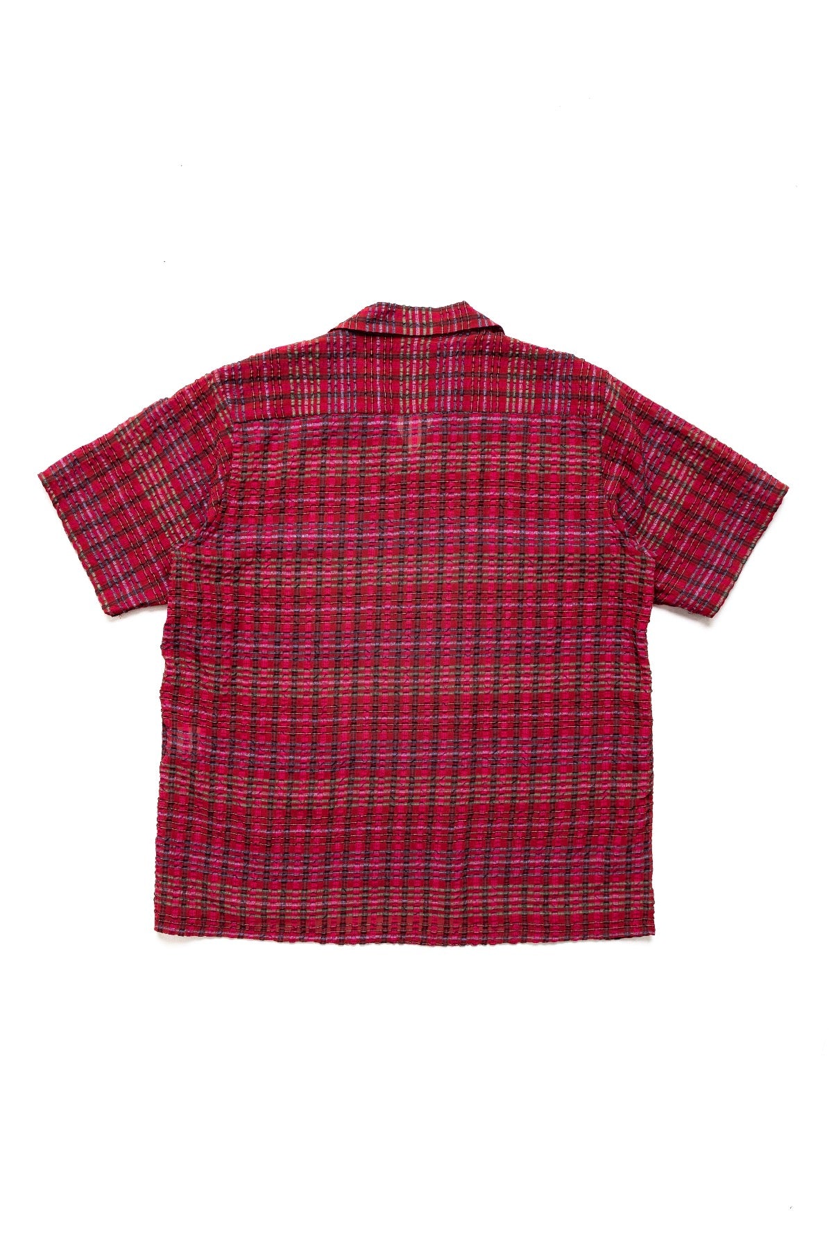 S/S One-Up Shirt PE/R Chiffon Sucker Plaid - Red