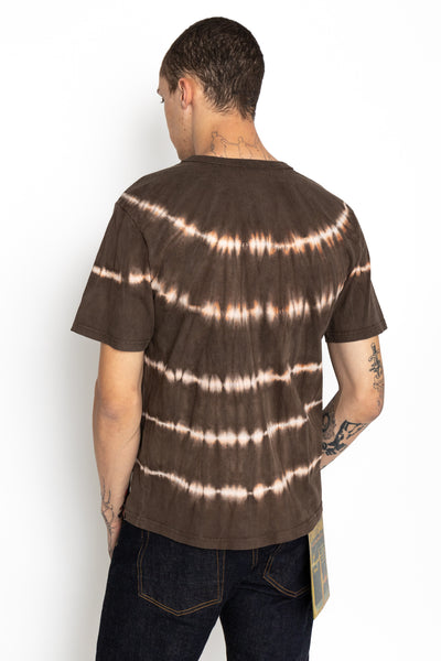 Studio D'Artisan hand dyed t-shirt.The ancient dyeing method, Amami Mud Dyeing, has a gentle, deep, powerful, and astringent color that cannot be synthesized with chemical dyes. 100% cotton. Made In Japan 