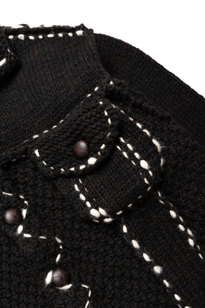 Wool Hand Knit G-Jacket Cowichan - Black