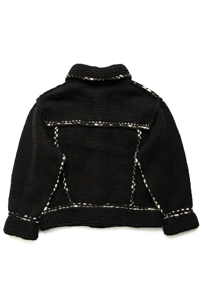 Wool Hand Knit G-Jacket Cowichan - Black