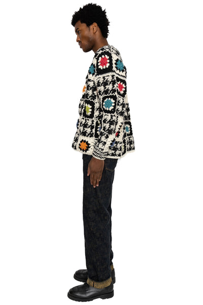 V-Neck Zip Cardigan "H.T" - Black