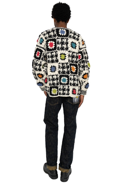 V-Neck Zip Cardigan "H.T" - Black