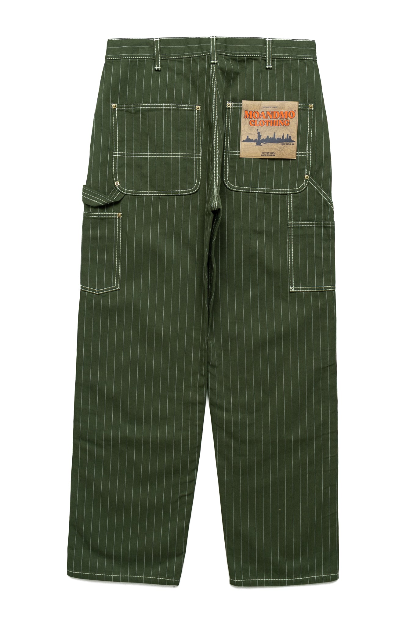 Pinstripe Double Knee Pants - Dark Green