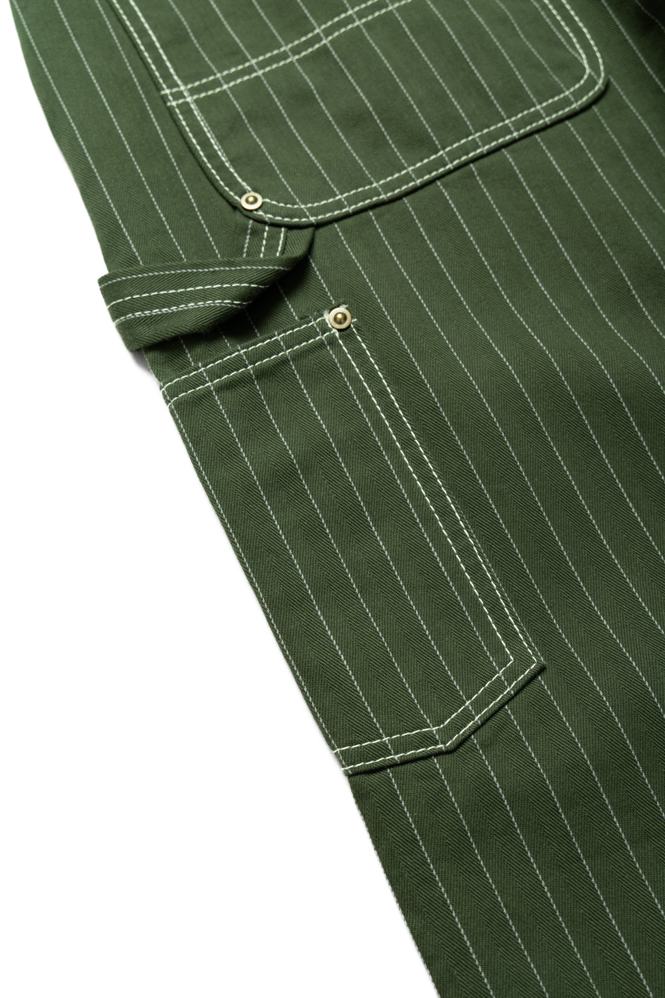 Pinstripe Double Knee Pants - Dark Green