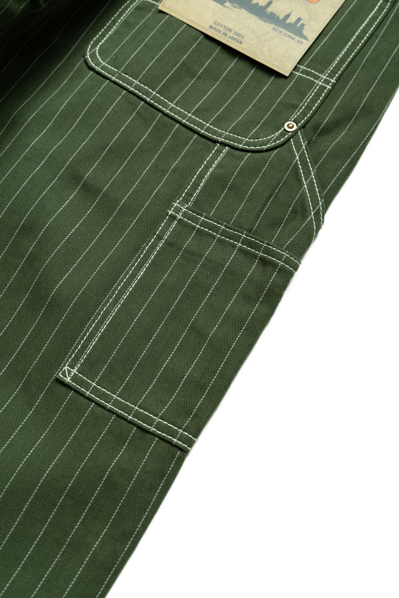 Pinstripe Double Knee Pants - Dark Green