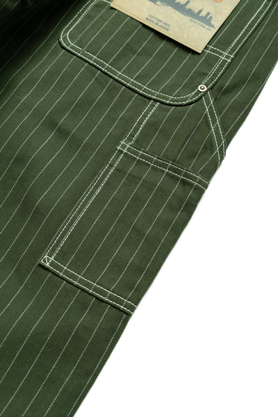 Pinstripe Double Knee Pants - Dark Green