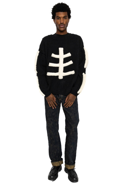 Crewneck Knit "3D Bone" - Black