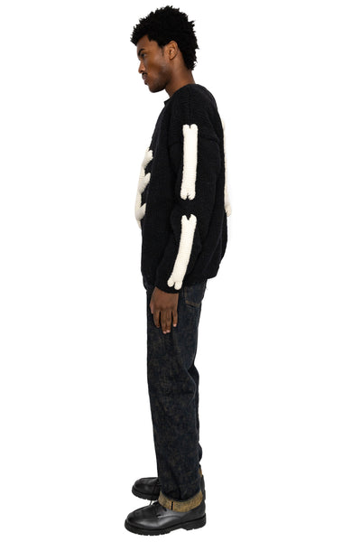 Crewneck Knit "3D Bone" - Black