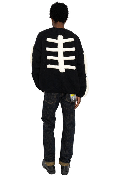 Crewneck Knit "3D Bone" - Black