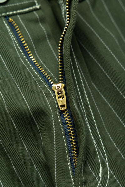 Pinstripe Double Knee Pants - Dark Green