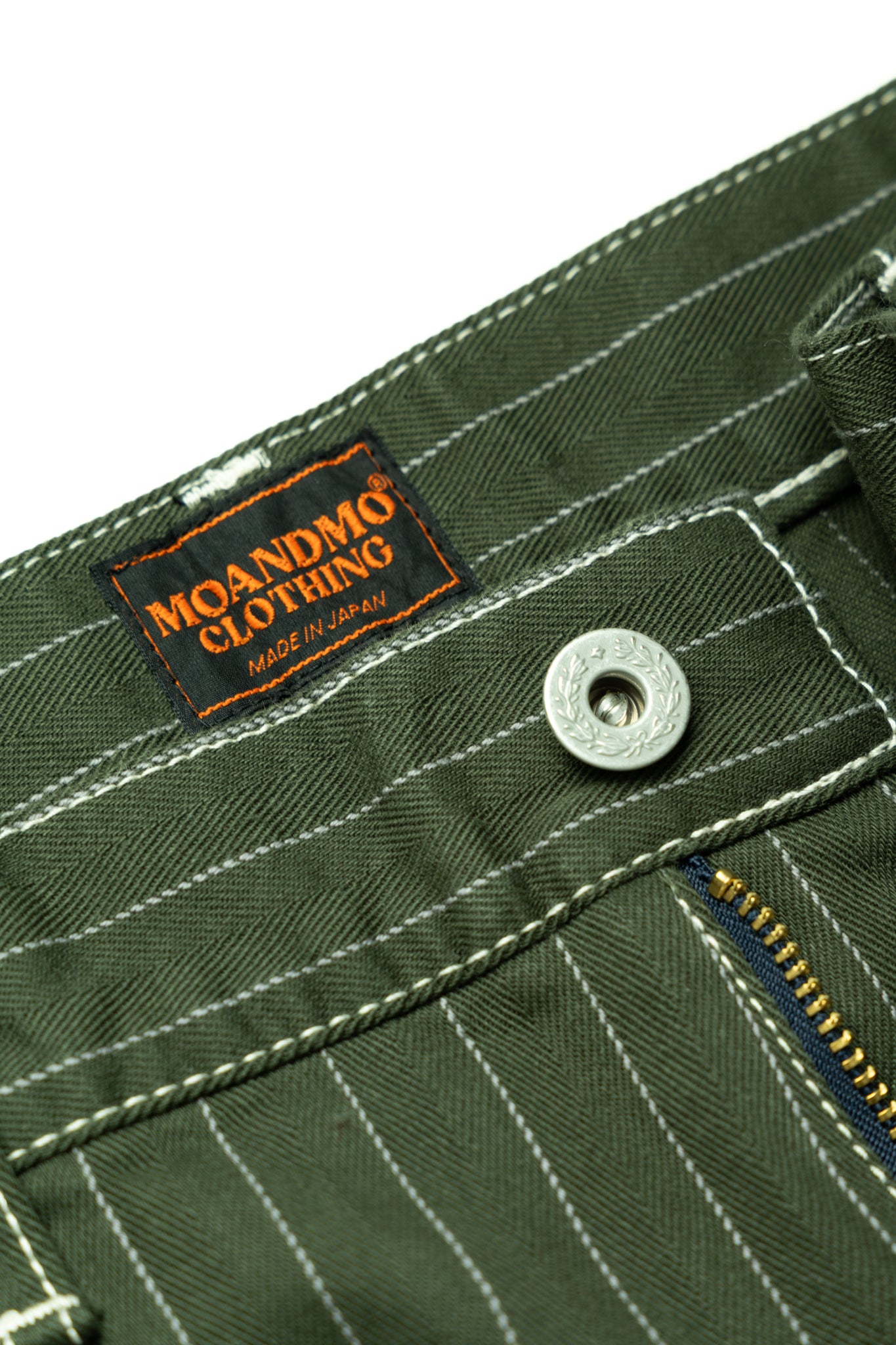 Pinstripe Double Knee Pants - Dark Green