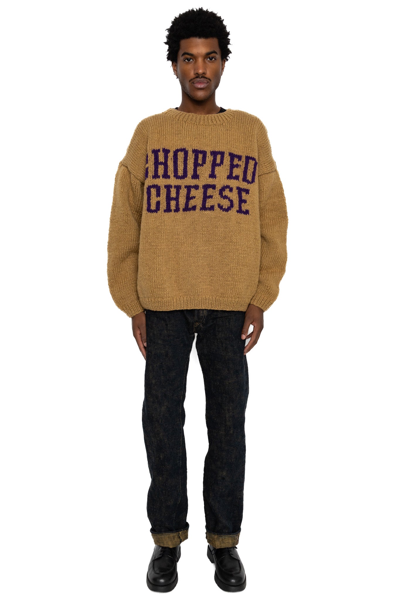Handmade "Chopped Cheese" Crewneck Knit - Beige