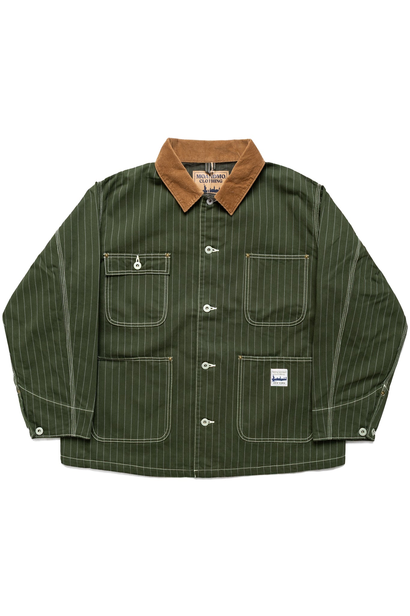 Pinstripe Chore Jacket - Dark Green