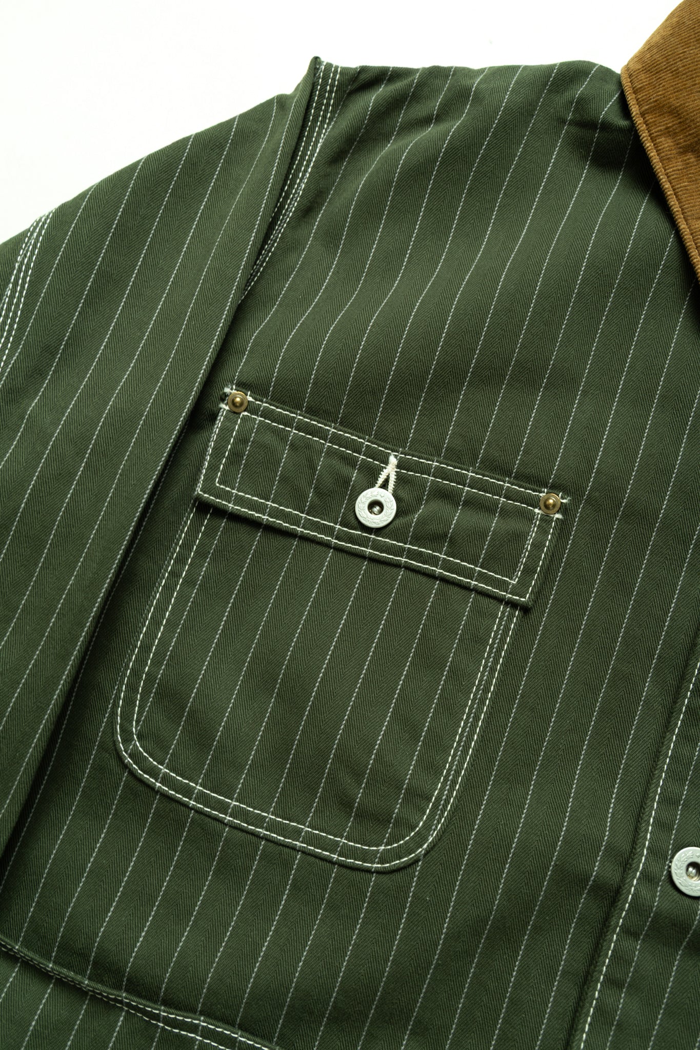 Pinstripe Chore Jacket - Dark Green