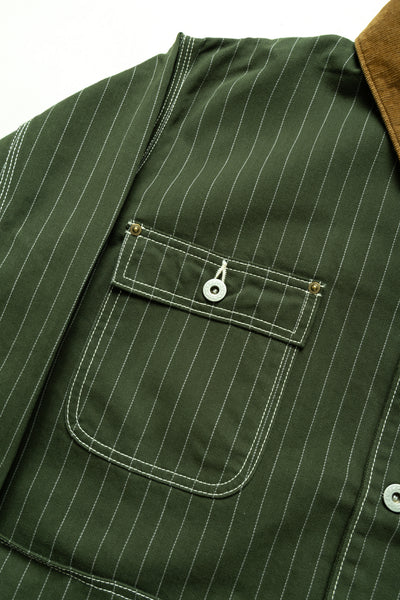 Pinstripe Chore Jacket - Dark Green
